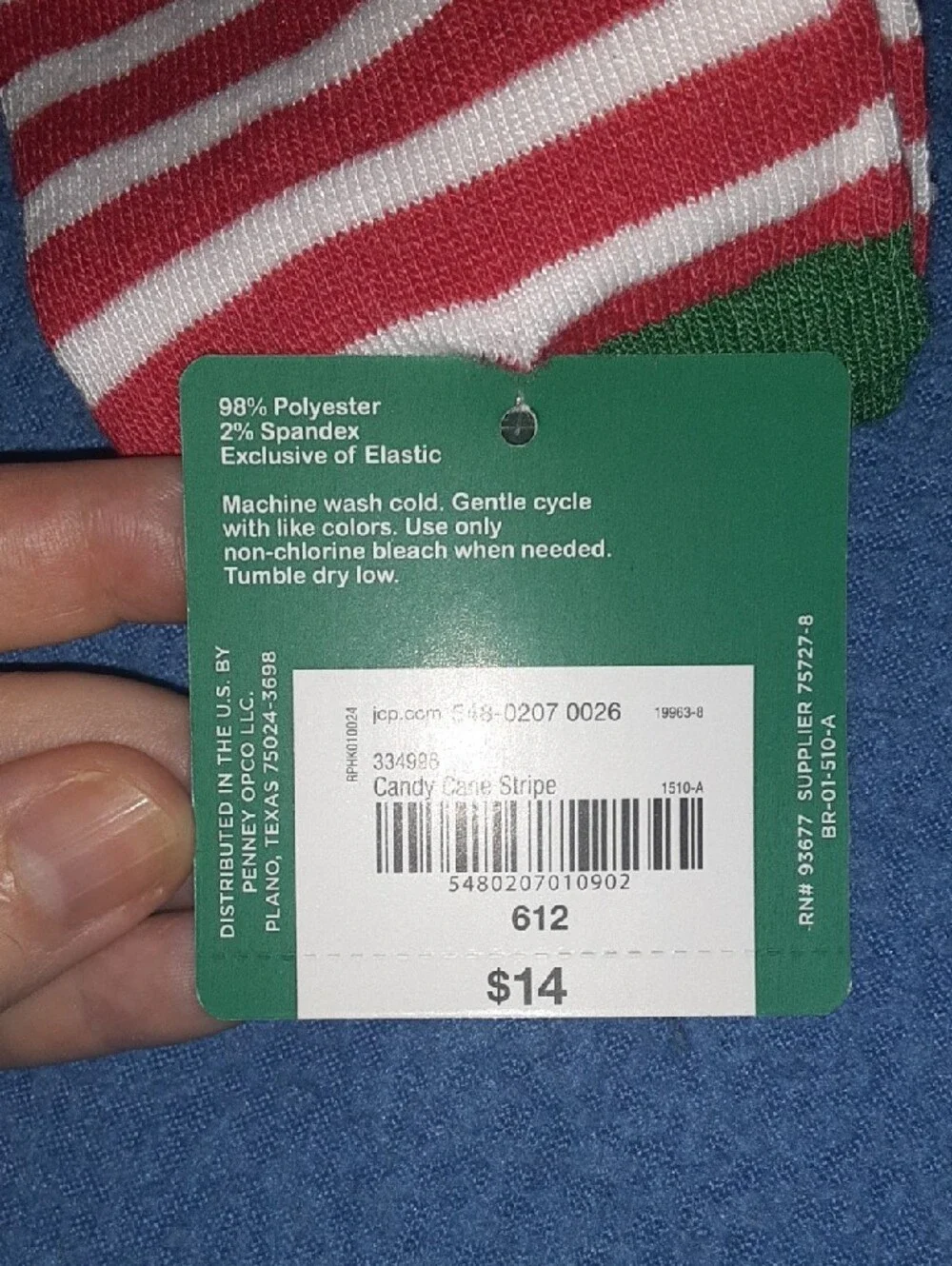 Christmas Women's Red & White Stripe Socks with Green Trim